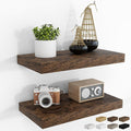 RICHFOCUS 16Inch Floating Shelves for Wall 2 Pack Shelves for Bedroom|Kitchen|Bathroom Wall Mounted Rustic Wood Floating Shelf with Invisible Brackets for Books|Storage|Decor, Rustic Brown-Ruum Studio Home