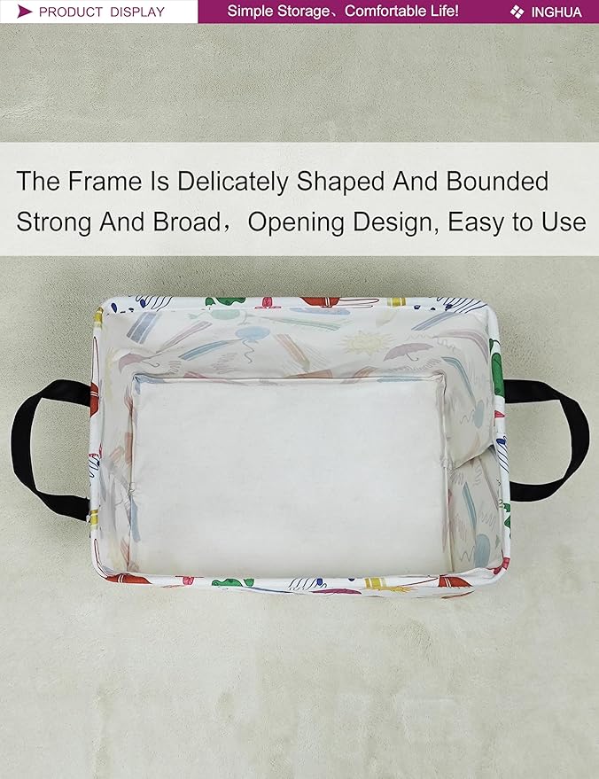 Rectangular Storage Basket Fabric Organizer Bin for Toys,Books,Clothes,Gifts,Pets-Perfect for Home,Office,Nursery,Dorm,Shelf(Rec-colored pencil )-Ruum Studio Home
