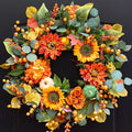 Fall Wreaths for Front Door 24 Inch Autumn Wreath with Sunflowers, Orange Dahlias, Maple Leaves & Berries – Fall Door Wreath for Outdoor or Indoor Thanksgiving Decor-Ruum Studio Home