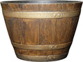 Classic Home & Garden Whiskey Barrel Planters - Wooden Finish Flower Planter Pot - Decorative Garden Pots - Indoor & Outdoor Resin Planters - Weather-Resistant Planting Pots (15” Oak Brown, Pack Of 1)-Ruum Studio Home