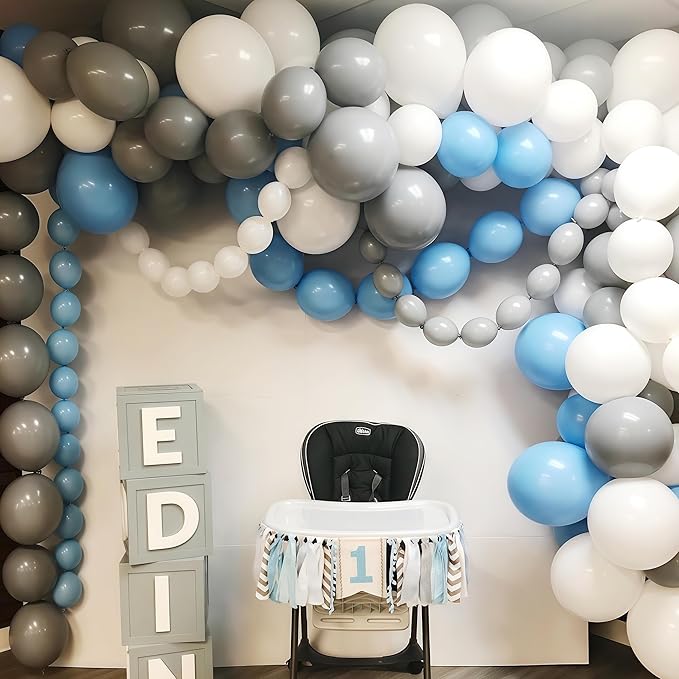 Light Blue Linking Balloons, 60PCS 6 Inch Small Baby Blue Quick Link Balloons for Making Balloon Wall Heart Arch, Tails Balloon for Wedding Birthday Baby Shower Engagement Graduation Party Decorations-Ruum Studio Home