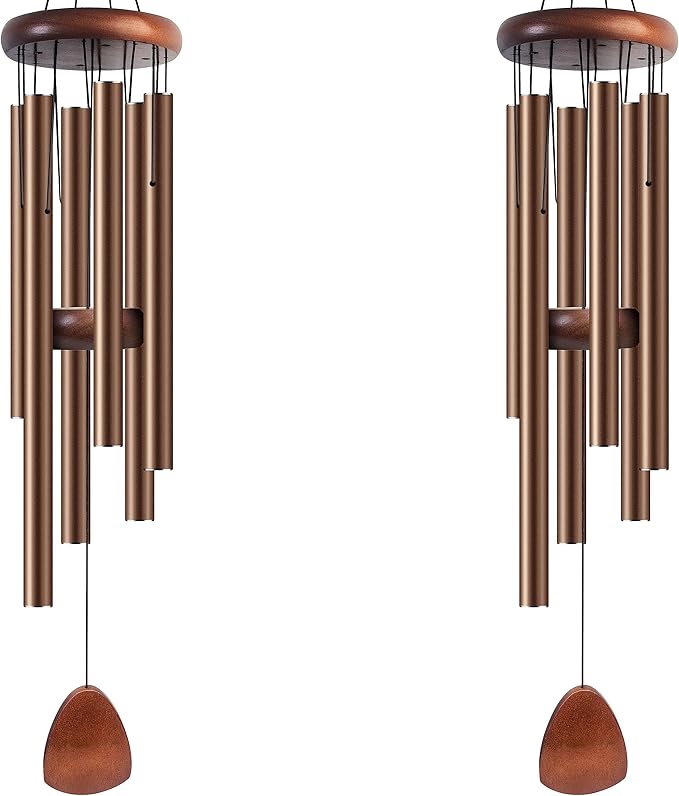 Large Aluminium Wind Chimes 37" Inches to Create a Zen Atmosphere Suitable for Outdoor, Garden, Patio Decoration Wind Chimes with Wind Catcher Suitable as A Gift for Unisex(2 Pack Coffe)-Ruum Studio Home