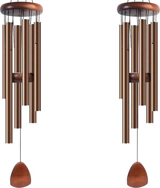 Large Aluminium Wind Chimes 37" Inches to Create a Zen Atmosphere Suitable for Outdoor, Garden, Patio Decoration Wind Chimes with Wind Catcher Suitable as A Gift for Unisex(2 Pack Coffe)-Ruum Studio Home