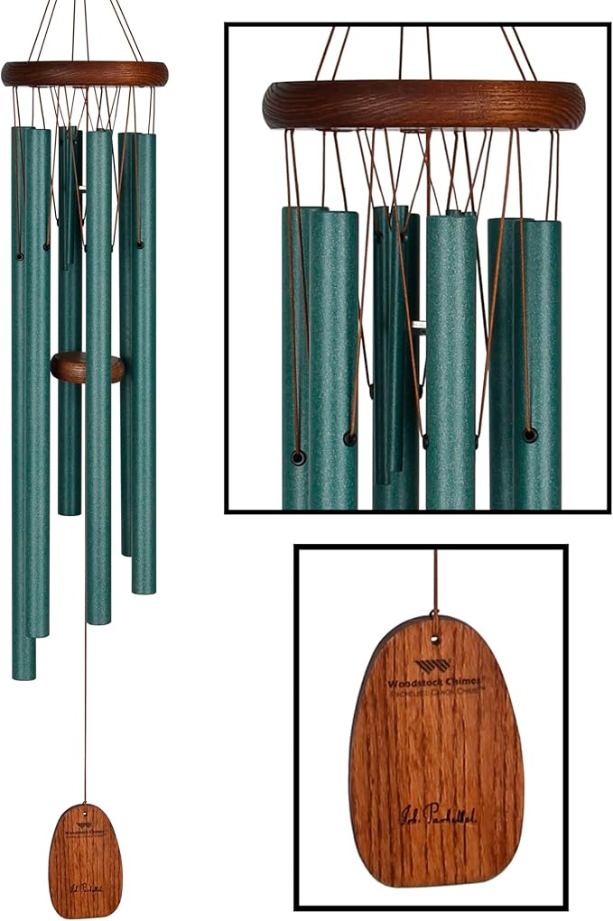 Woodstock Wind Chimes for Outside, Garden, Patio, Porch and Outdoor Decor (32") Pachelbel Canon Chime Green Wind Chime Gifts (PCCG)-Ruum Studio Home