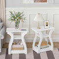 End Tables Living Room Set of 2,End White Table with Charging Station, Side Table, Nightstand for Bedroom, 3 Tier End Table with Storage Shelf for Living Room White-Ruum Studio Home