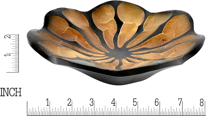 AeraVida 8-Inch Handmade Mango Wood Lotus Blossom Plate Tray | Decorative Carved Wooden Bowl for Tabletop, Entryway or Kitchen | Rustic Boho Accent Dish for Home Décor or Gifting-Ruum Studio Home
