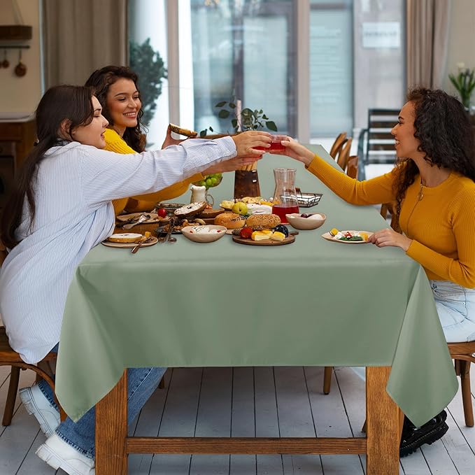 sancua Rectangle Tablecloth - 60 x 120 Inch - Stain and Wrinkle Resistant Washable Polyester Table Cloth, Decorative Fabric Table Cover for Dining Tables, Buffet Parties and Camping, Sage Green-Ruum Studio Home