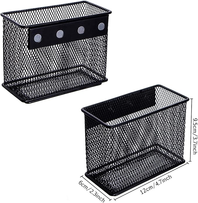 dedoot Minimalist Black Magnetic Pen Holder, 4.7x2.3x3.7inch Strong Mesh Magnetic Holder for Whiteboard Marker, Refrigerator, Locker-Ruum Studio Home