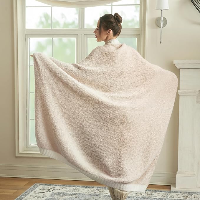 Joiedomi Throw Blanket for Couch Bed Sofa, Beige Knitted Blankets Gifts for Women Mom Girls, Cozy Cute Soft Throw Home Room Decor Aesthetic for Women Mothers Birthday Gifts 50x60 Inches-Ruum Studio Home