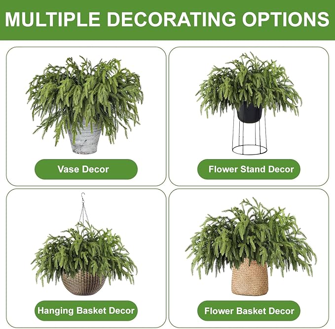 Artgar 24 Pcs Pine Branches - 18 Inch Artificial Green Pine Stem - Real Touch Christmas Greenery Pines Branches for DIY Flower Arrangement Home Indoor Christmas Decor-Ruum Studio Home