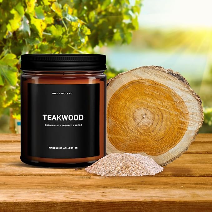 1OAK Scented Candles for Men - Teakwood & Masculine - Soy Wax, Long Burning Premium-Ruum Studio Home