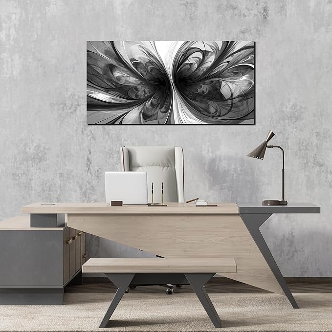Abstract Wall Art for Living Room Black and White Pictures Wall Art Bedroom,Home Office Wall Decor 20 x 40 Inch-Ruum Studio Home