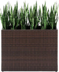 LEWIS&WAYNE Tall Planters for Outdoor Plants Handmade Wicker Large Rectangular Block Planter Box with Removable Liners Modern Planter for Indoor Outdoor Patio Deck - Brown-Ruum Studio Home