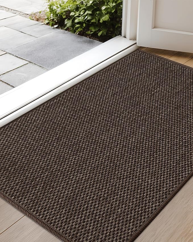 Color&Geometry Door Mat 17"x29", Front Door Mat Indoor Rugs for Entryway, Non Slip Washable Low-Profile Inside Doormat, Entry Mat Entry Rug Door Mats Indoor Entrance, Brown (Rolled-up NO Creases)-Ruum Studio Home