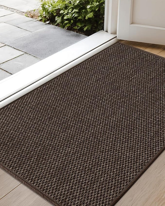 Color&Geometry Door Mat 17"x29", Front Door Mat Indoor Rugs for Entryway, Non Slip Washable Low-Profile Inside Doormat, Entry Mat Entry Rug Door Mats Indoor Entrance, Brown (Rolled-up NO Creases)-Ruum Studio Home