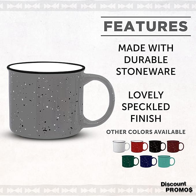 DISCOUNT PROMOS Ceramic Campfire Coffee Mugs 13 oz. Set of 10, Bulk Pack - Perfect for Tea, Espresso, Cappuccino, Hot Cocoa - Grey-Ruum Studio Home