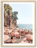 HesenDot Natural OAK Wood Framed Summer in Positano Wall Art,12x16in Italy Amalfi Coastal Canvas Wall Print,Arienzo Beach Umbrellas Poster Wall Decor for Living Room,Bedroom,Office Gallery Set of 1-Ruum Studio Home