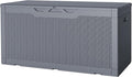 JUMMICO 100 Gallon Resin Deck Box, Waterproof Outdoor Storage Box with Lockable Lid for Garden Tools, Patio Cushions (Gray)-Ruum Studio Home