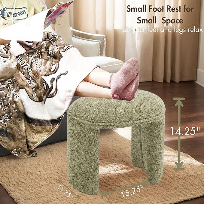 3-Piece 53" Comfy Upholstered Dining Bench with 2 Ottomans, Accent Waterfall Bench Modern End of Bed Entryway Bench Vanity Stool, Green Chenille-Ruum Studio Home