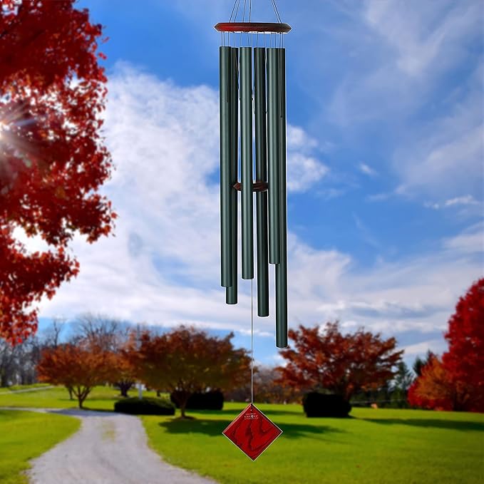 Woodstock Chimes Neptune Wind Chime for Outside 54" Large Evergreen, Deep Tone Sound for Outdoor Garden, Patio, Porch Decor, Encore Collection DCE54-Ruum Studio Home