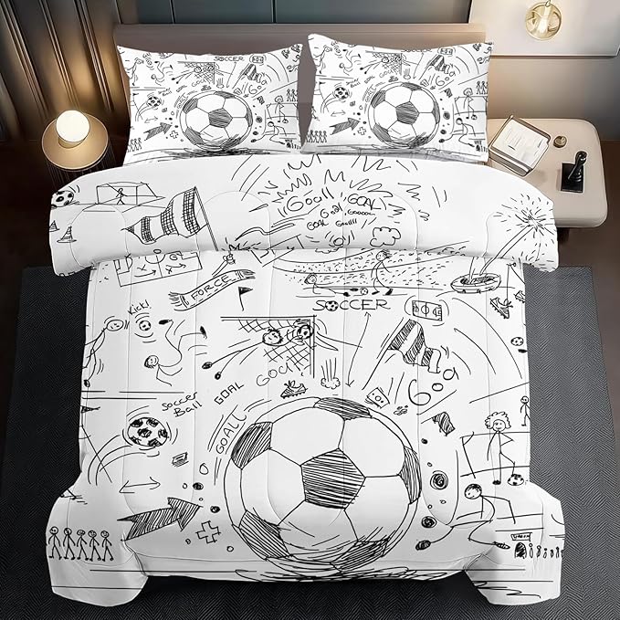 Football Sports Comforter Sets for Boys Twin,Soccer Comforter Sport Bedding for Boys Room,Gaming Bed Soccer Bedding Twin Set,Games Quilt Bedroom Bed Decor Kids and Teen-Ruum Studio Home
