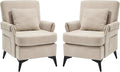 KCC Mid-Century Accent Chairs Set of 2,Chenille Modern Upholstered Single Sofa,Cozy Armchair with Back for Bedroom/Office/Cafe,Begie-Ruum Studio Home