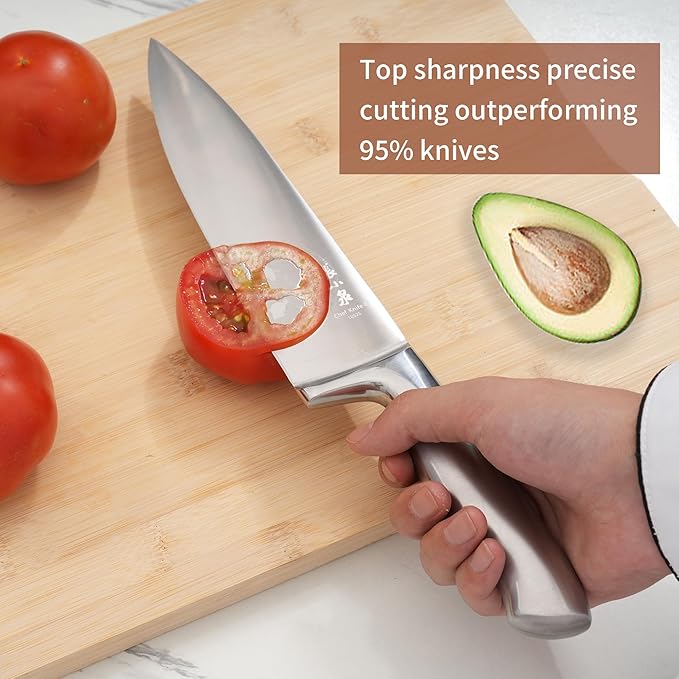 ZHANG XIAO QUAN SINCE 1628 15Pcs Knife Block Set,kitchen knife set with Built-in Sharpener Razor-Sharp High Carbon Stainless Steel Dishwasher Safe(Silver)-Ruum Studio Home