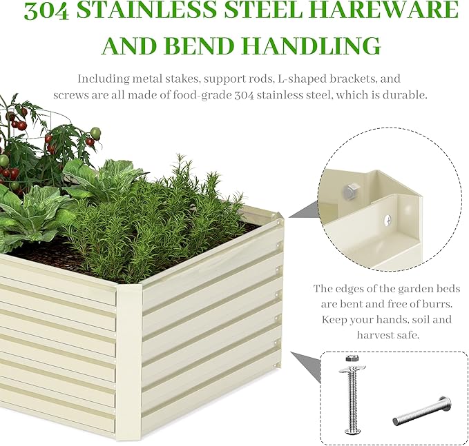 6x3x2 ft Raised Garden Bed, Large Metal Planter Raised Beds, Planters for Outdoor Plants for Vegetables, Flowers, Herbs, Fruits, and Succulents.(2 Pcs, Yellow)-Ruum Studio Home