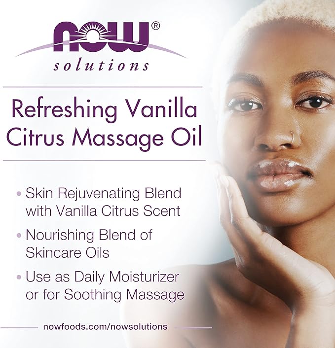 NOW Foods Solutions, Refreshing Vanilla Citrus Massage Oil, Skin Rejuvenating Blend, Supple Skin, 8-Ounce-Ruum Studio Home