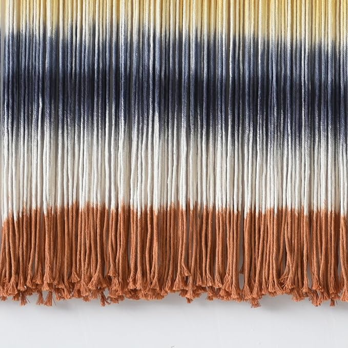 Flber Macrame Wall Hanging Extra Large Dip-Dyed Coastal Tapestry Boho Wall Decor for Living Room Bedroom Above Couch 57" W x 35" L-Ruum Studio Home