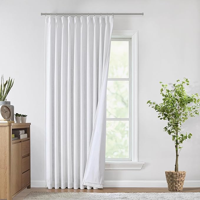 Vision Home White Pinch Pleated Full Blackout Curtains 60 inch Wide Thermal Insulated Window Panels 108 inch for Bedroom Living Room Darkening Pinch Pleat Drapes with Hooks Back Tab 9 FT 60"Wx108"Lx1-Ruum Studio Home