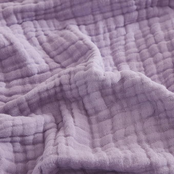EMME Cotton Twin Blanket for Couch Soft Airy Muslin Bed Blankets Lightweight Breathable All Season Gauze, Lavender 60"x80"-Ruum Studio Home