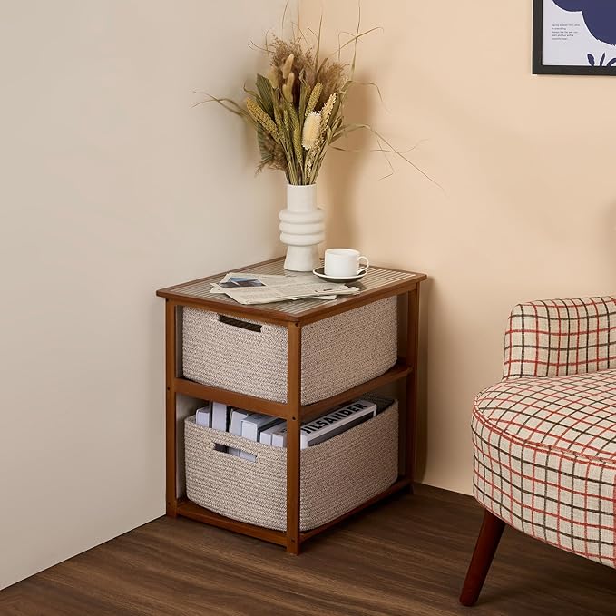 Large Storage Baskets for Shelves, Closet Organizers Bins for Clothes Blanket Towels, Baby Nursery, Toy Baskets Box, Woven Rope Baskets, 17 x 13 x 7.5”, 3 Packs Mixed Brown-Ruum Studio Home