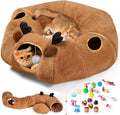 Odoland Reindeer Cat Tunnels Bed with 20 Kitten Toys for Indoor Cats, Plush Cats Couch Tunnel Bed - Kittens Cave Donut Tunnel - Detachable Soft Cat Bed and Variety Kitty Toy Set-Ruum Studio Home