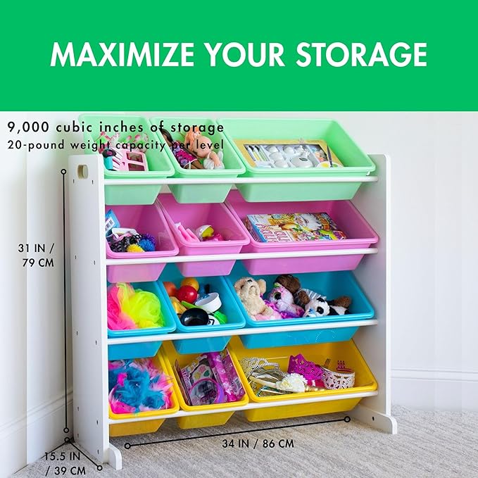 Humble Crew Kids' Toy Storage Organizer, White/Pastel (WO560P)-Ruum Studio Home