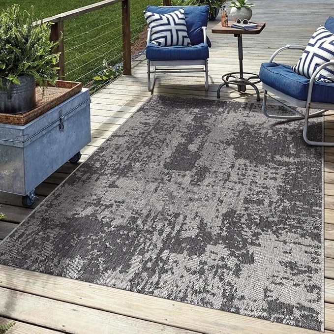 Keen Home Design Terrace Outdoor Area Rug - 4x6 Washable Indoor/Outdoor Rug for Patio, Kitchen, Balcony, Beach, Garden, Deck and Porch, Size: 3'10"x5'7"-Ruum Studio Home
