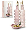 COOK WITH COLOR Glass Olive Oil Bottle Dispenser - 2 Pack- 17oz Oil and Vinegar Cruet - Olive Oil Carafe Decanter for Kitchen-Ruum Studio Home