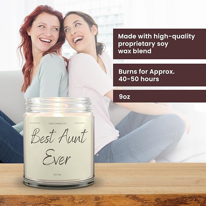 1OAK Vanilla Scented Candles - Aunt Candle - Best Aunt Gifts for Christmas from Niece, Nephew - Best Auntie Ever Gifts for Women-Ruum Studio Home