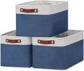 DULLEMELO Fabric Storage Bins, Foldable Storage Baskets for Organizing, Empty Gift Baskets (3-Pack Medium-15 inch X 11 inch X 9.5 inch , White&Blue)-Ruum Studio Home