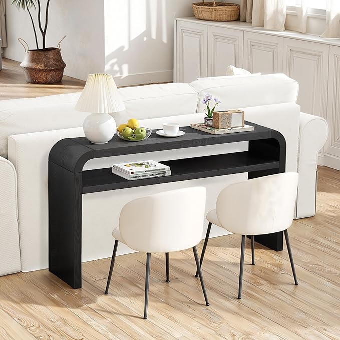 BECHAEO 59-Inch Long Console Table, 2-Tier Thickened Narrow Entryway Table, Farmhouse Console Tables Behind Couch, Retro Industrial Hallway Accent Tables for Living Room, Entrance-Ruum Studio Home