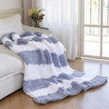 Chunky Knit Blanket - Luxury Soft Cozy 60 * 80 Throw Blanket,100% Woven Blanket Rope Knot Throw Blanket for Couch, Sofa, Home Decor, Gift - Machine Washable（White/Light Gray）-Ruum Studio Home