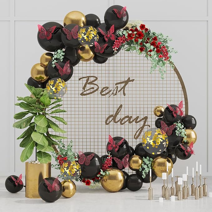 SAOROPEB 3D Butterfly Wall Decor - 48 Pcs, 4 Styles, 3 Sizes - Removable Stickers (Blood Red) for Birthday & Party Celebrations-Ruum Studio Home