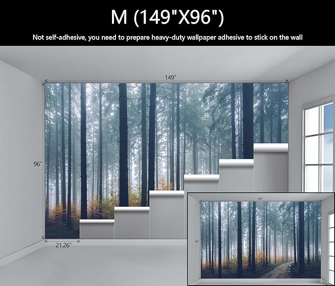 WFBHUA-Dark Forest Tree Wallpaper Mural Nursery Woodland Natural Landscapes Wall Murals for Bedroom Living Room(Not Peel and Stick)-Ruum Studio Home