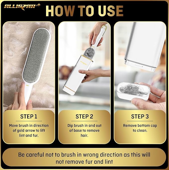 Lint Brush, Pet Hair Remover, Lint Remover for Clothes, Sofa, Carpets, Car Seats. Cat Hair Remover. Dog Hair Remover Laundry. Double-Sided. Reusable. Self-Cleaning Base. ALLISTAR (Snow Peak White)-Ruum Studio Home