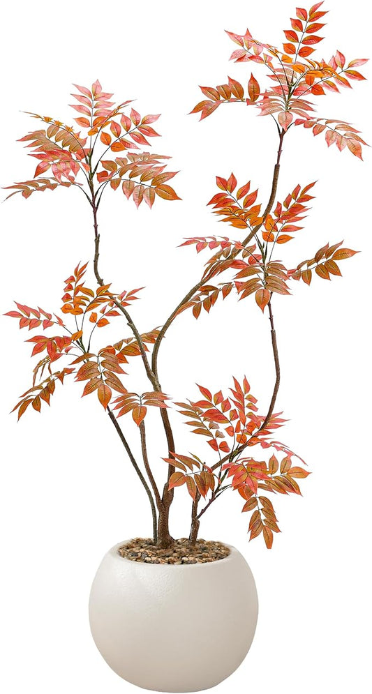 Artificial Mahonia Fortunei Tree 5FT,Tall Fake Plant Artificial Sumac Tree, Faux Plants Indoor Fake Plants Decor with Pots for Home Office Bathroom Bedroom Living Room Decorations Housewarming-Ruum Studio Home