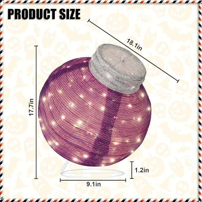 BRIGHTDECK Outdoor Halloween Ornaments, Lighted Pop-Up Outdoor Holiday Ball Decoration with 80 LED Lights, 8 Light Modes, Lighted Collapsible Holiday Decorations for Yard, Home (Purple)-Ruum Studio Home