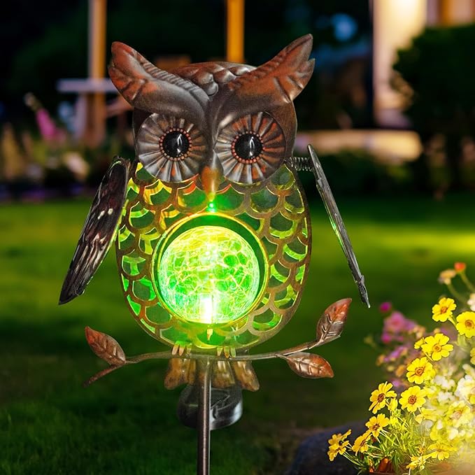HONGLAND Solar Lights Outdoor Decor Waterproof, Solar Owl Garden Decorative Stake, Whimsical Gardening Gifts for Women Mom, Owl Outdoor Lights for Yard Patio Lawn Decor-Ruum Studio Home