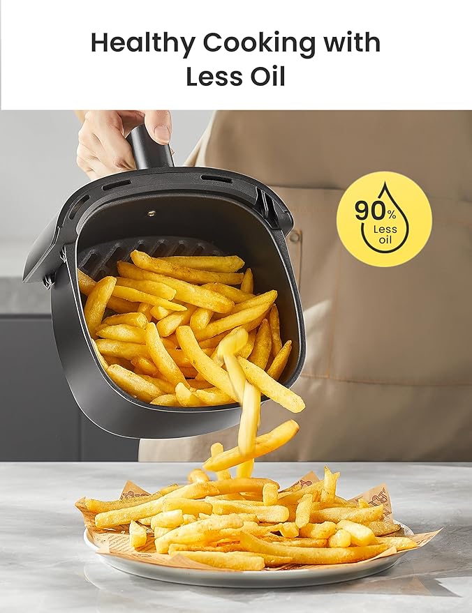 COMFEE' Compact 2.1 Quart Air Fryer with 12 Menu Options, Adjustable Timer & Temperature Control 180-400 degrees F, Dishwasher-Safe Nonstick Fry Basket with Stainless Steel Finish-Ruum Studio Home