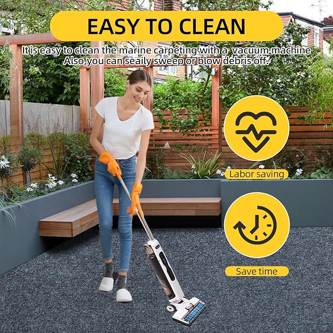 Marine Carpet,5 FT x 25 FT Dark Gray Indoor Outdoor Carpet 0.2" Thick Boat Carpet with Water-Proof TPE Backing, Non-Slide Outdoor Marine Carpet Roll for Home, Patio, Porch, Deck-Ruum Studio Home