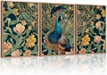 HLNIUC Peacock Framed Canvas Wall Art,Large Peacock Flower Wall Decor Set of 3(16”x24”)Modern Elegance Peacocks Floral Framed Painting,Vintage Beautiful Animal Feather Art Print for Living Room,Office-Ruum Studio Home